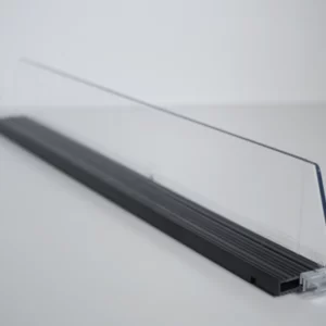 Endfachteiler D090 mit E037-Profil für A016, mit vorderer Fixierung, Höhe 64 mm, transparent